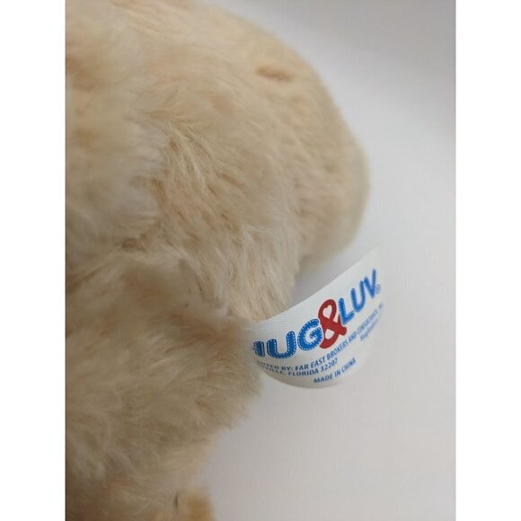 Hug & Luv Tan Plush Bear with  Scarf 16 in Big Soft and Cuddly - Picture 5 of 6